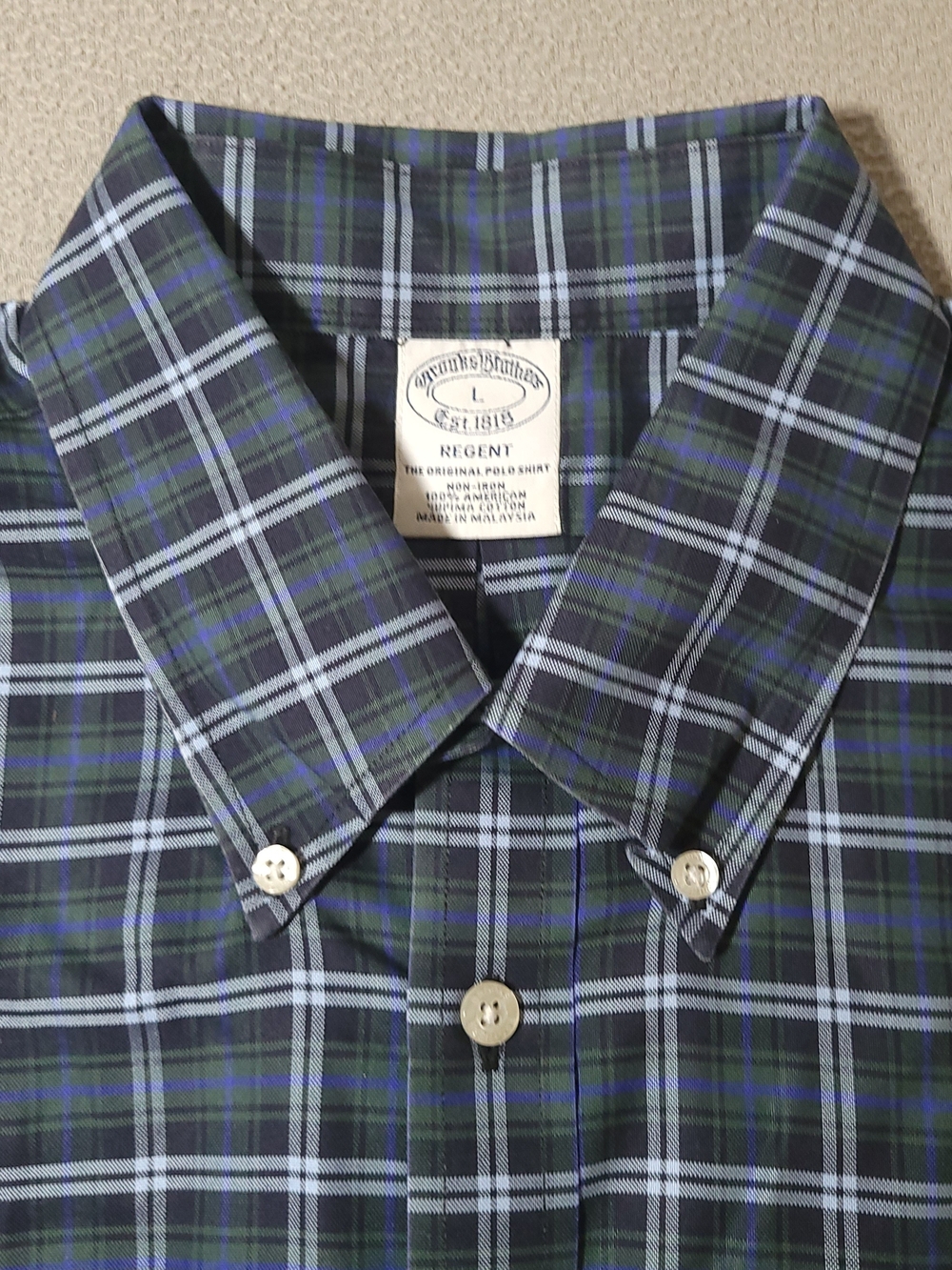 Brooks Brothers Regent Non-Iron Plaid Shirt L Supima